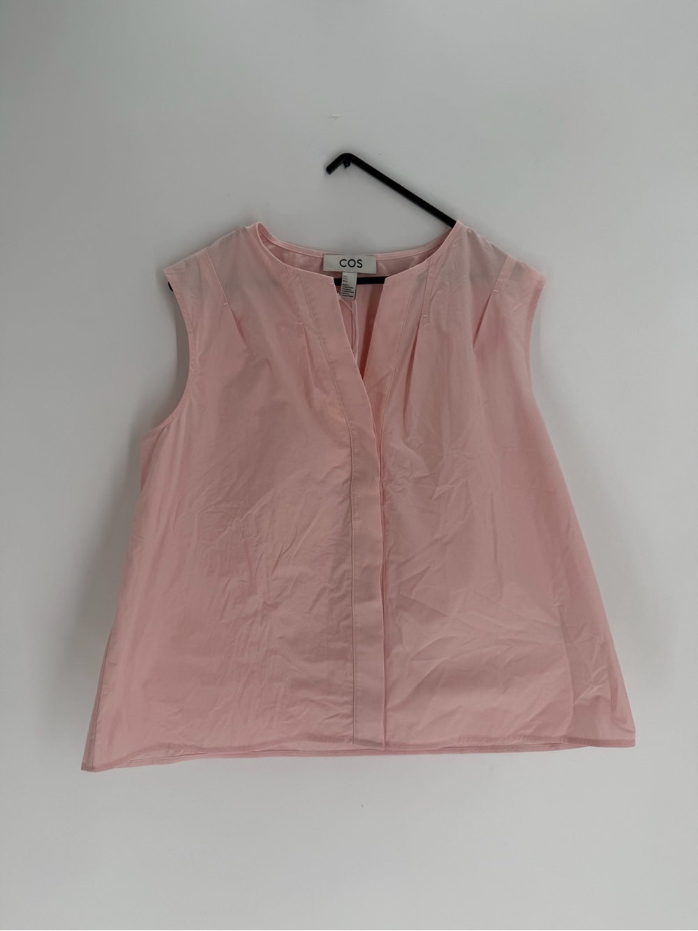 Cos Pleated Sleeveless Pima Cotton Top In Pink